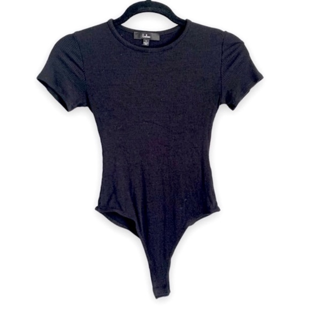 Lulu’s Kinship Black Ribbed Bodysuit